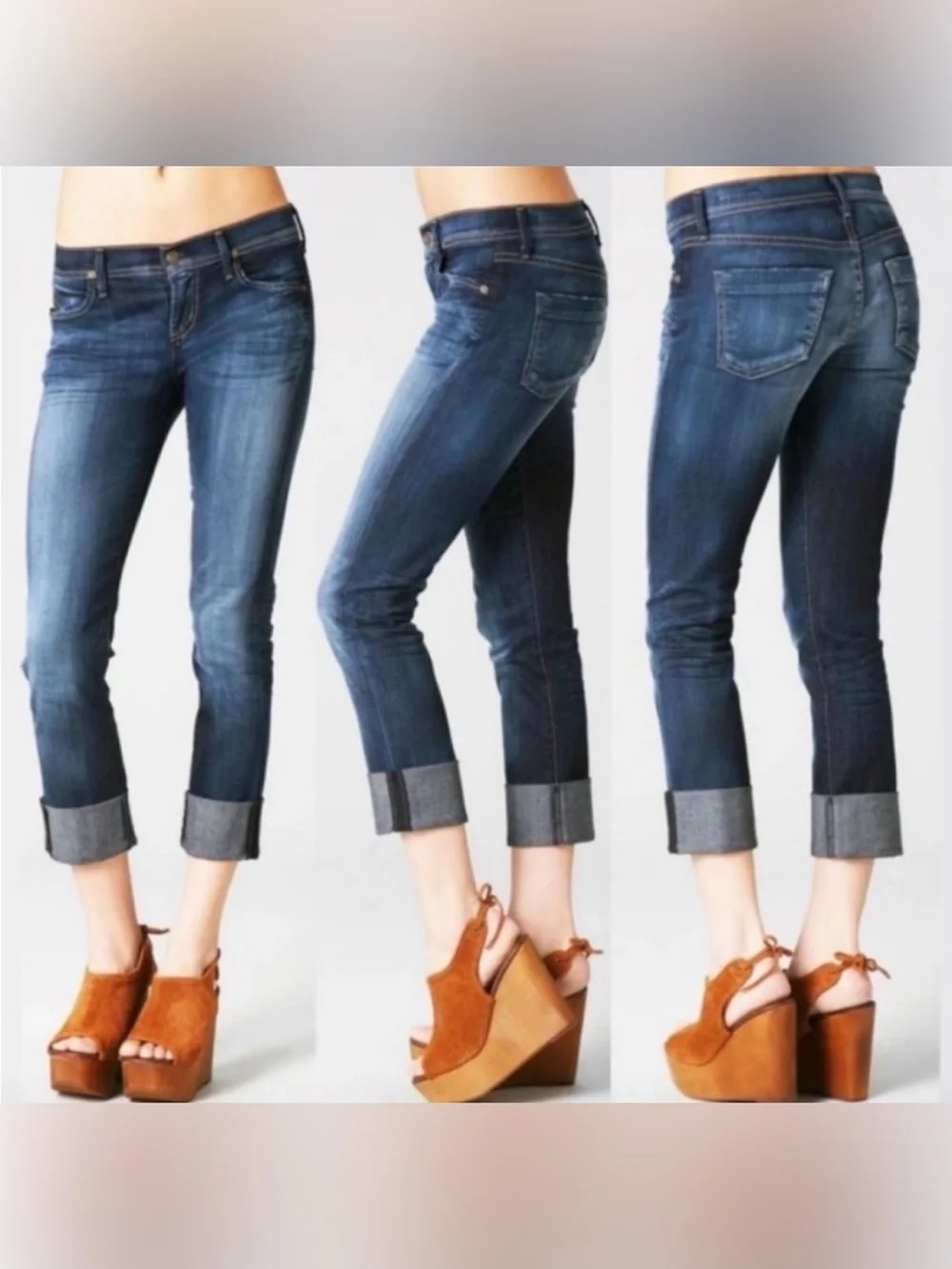 Citizens of Humanity Sz 25 Dani Crop Cuffed Straight Leg Jeans in Scorpio Wash